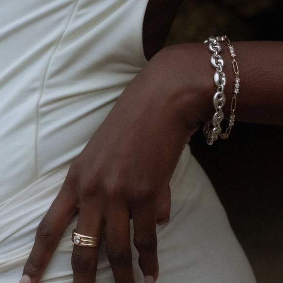 New! Sterling Silver Puffed Mariner Chain Bracelet - Picture 4 of 11